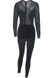 Red Fashion Sexy Patchwork Solid See-through O Neck Skinny Jumpsuits