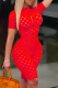 Red Sexy Solid Hollowed Out Zipper Collar Skinny Rompers