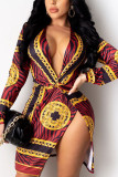 Leopard Print Work Daily Print V Neck Pencil Skirt Dresses