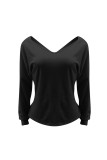 White O Neck Long Sleeve Solid 