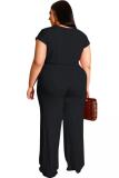 Black Sexy Fashion adult O Neck Solid Bandage Two Piece Suits