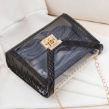 Black Fashion Casual Patchwork Chain Strap Crossbody Bag