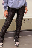 Black Fashion Casual Solid Fold Regular Mid Waist Trousers