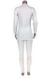 White OL Solid pencil Long Sleeve Two Pieces