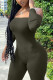 Olive Green Sexy Solid Bateau Neck Straight Jumpsuits