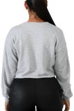 White O Neck Long Sleeve Character Letter crop top Print Tees & T-shirts