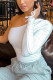 White Fashion Sexy Casual Strapless Long Sleeve One Shoulder Short Tops