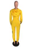 Red adult Casual Fashion Patchwork Two Piece Suits Solid pencil Long Sleeve Two-piece Pants S