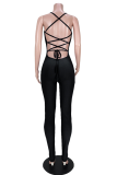 Grey Sexy Solid Patchwork Spaghetti Strap Skinny Jumpsuits