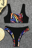 Zebra Sexy Print Backless Swimwears