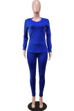 Red Fashion Sportswear Adult Polyester Solid Split Joint V Neck Long Sleeve Regular Sleeve Regular Two Pieces