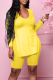 Yellow Casual Solid Slit V Neck Long Sleeve Two Pieces