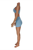 Grey Casual Sportswear Solid Basic O Neck Sleeveless Two Pieces