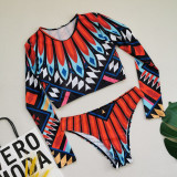 Multicolor Fashion Sexy Print Basic Swimwears