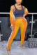 Orange Casual Print Patchwork Zipper Collar Long Sleeve Two Pieces