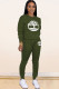 Green venetian Casual Print Two Piece Suits pencil Long Sleeve Two-piece Pants Set