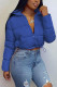 Dark Blue Casual Solid Tie-dye Mandarin Collar Outerwear