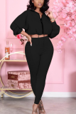 Pink Casual Solid Split Joint Turndown Collar Half Sleeve Two Pieces