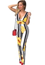 Yellow Polyester Print Casual Fashion Jumpsuits & Rompers