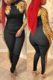 Red Fashion Casual Print Patchwork O Neck Skinny Jumpsuits
