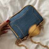 Dark Blue Fashion Casual Patchwork Chain Strap Crossbody Bag