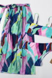 Multicolor Fashion Sexy Print Backless Swimwears