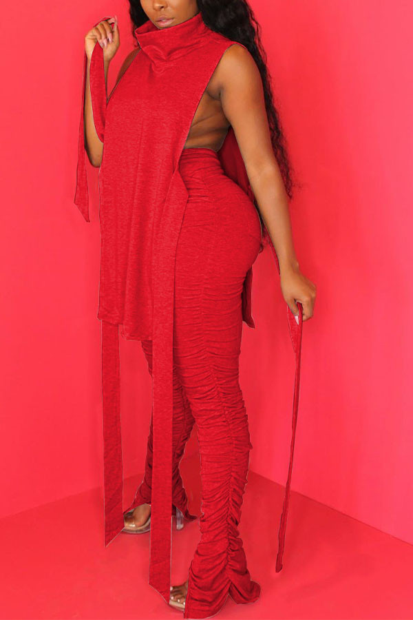 Red Sexy HOLLOWED OUT pencil Sleeveless Two Pieces