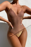 Grey Fashion Sexy Solid Backless Swimwears