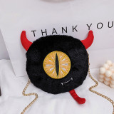 Black Fashion Casual Patchwork Cartoon Chain Strap Crossbody Bag