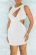 White Fashion Sexy Solid Hollowed Out Backless O Neck Sleeveless Dress