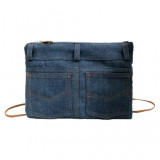 Deep Blue Fashion Casual Splicing Zipper Design Crossbody Bag