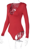 Pink Sexy Solid V Neck Regular Jumpsuits