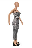 Multicolor Fashion Sexy Print Backless Spaghetti Strap Skinny Jumpsuits