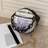 White Fashion Casual Patchwork Basketball Crossbody Bag