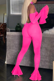 Orange Sexy Fashion stringy selvedge Backless bandage Solid Draped Long Sleeve Hanging neck 