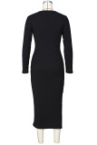 Red Sexy Solid Hollowed Out Split Joint Frenulum O Neck A Line Dresses