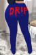 Blue Fashion Casual Print Basic Regular Mid Waist Trousers