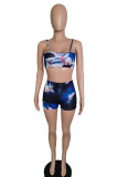 Multi-color Fashion Sexy Print Backless Spaghetti Strap Sleeveless Two Pieces