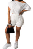 Black Polyester Fashion Casual adult Ma'am Two Piece Suits Straight Short Sleeve Two Pieces