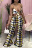 Multicolor Fashion Sexy Print Backless Strap Design Spaghetti Strap Regular Jumpsuits