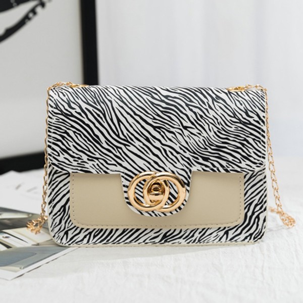White Fashion Casual Print Patchwork Crossbody Bag
