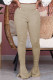 Coffee Fashion Street Adult Polyester Solid Flounce Boot Cut Bottoms