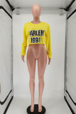 Yellow Sweet Letter Pullovers O Neck Tops