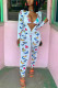 White street Print Polyester Long Sleeve O Neck Jumpsuits