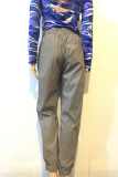 Grey Casual Street Solid Patchwork Loose Bottoms
