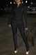 Black Fashion Casual Solid Basic Turtleneck Regular Jumpsuits