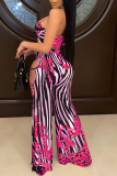 Yellow Sexy Print Hollowed Out Sleeveless Two Pieces