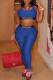 Dark Blue Casual Sportswear Solid Patchwork U Neck Sleeveless Two Pieces