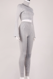 Grey Street Solid Patchwork Turtleneck Long Sleeve Two Pieces