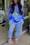 Red Casual Print Patchwork Hooded Collar Long Sleeve Two Pieces